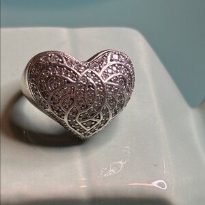 Judith Ripka Silver Intricate Heart Ring
